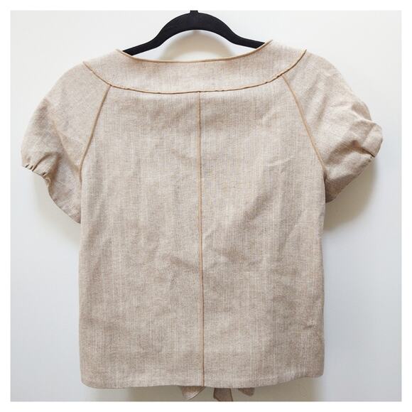 Nine West Jacket Cotton Linen Cap Sleeves Gold Size 2 - Picture 10 of 16